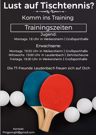Training bei den Tischtennis-Freunden Laudenbach